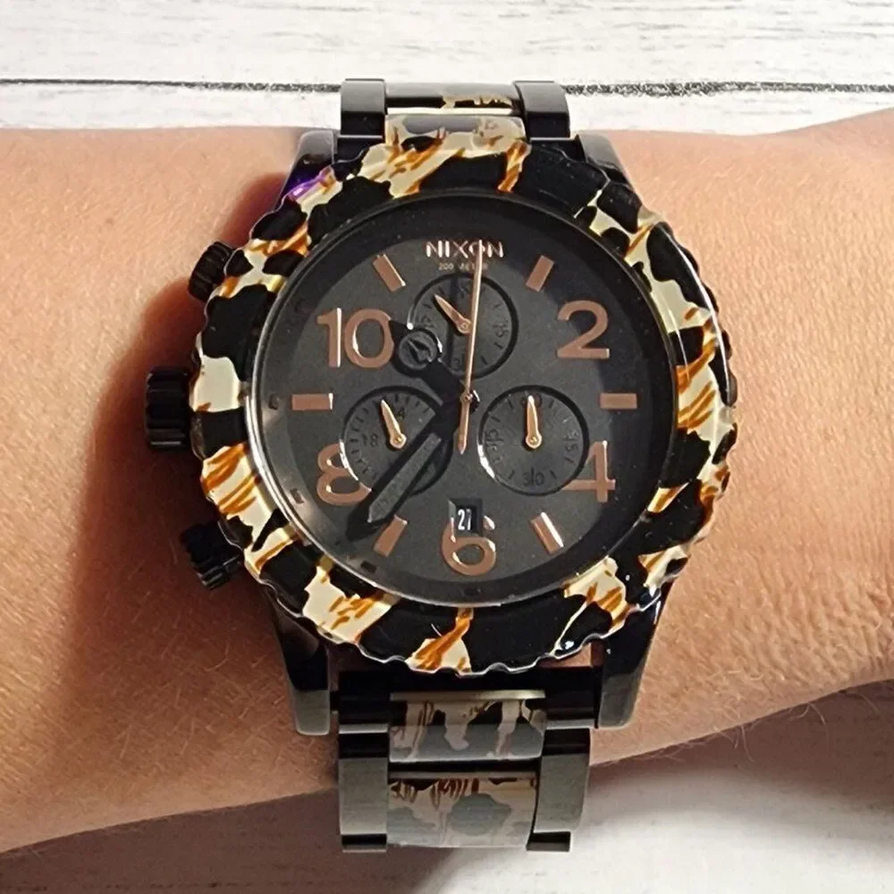 Nixon A0371153 42-20 Chrono All Black / Leopard Watch - Picture 3 of 7
